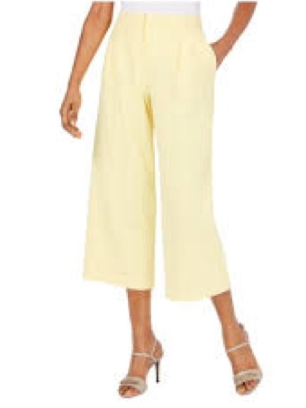 Calvin Klein Butter Yellow Cropped Wide-Leg Pants